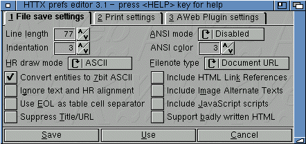 Graphic interface of the HTTX AWeb plugin